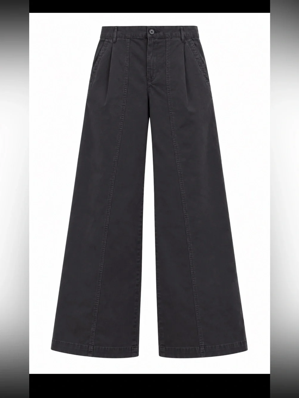 Everlane Black Pleated Wide Leg Pants High Rise Chino Style Organic Cotton Linen